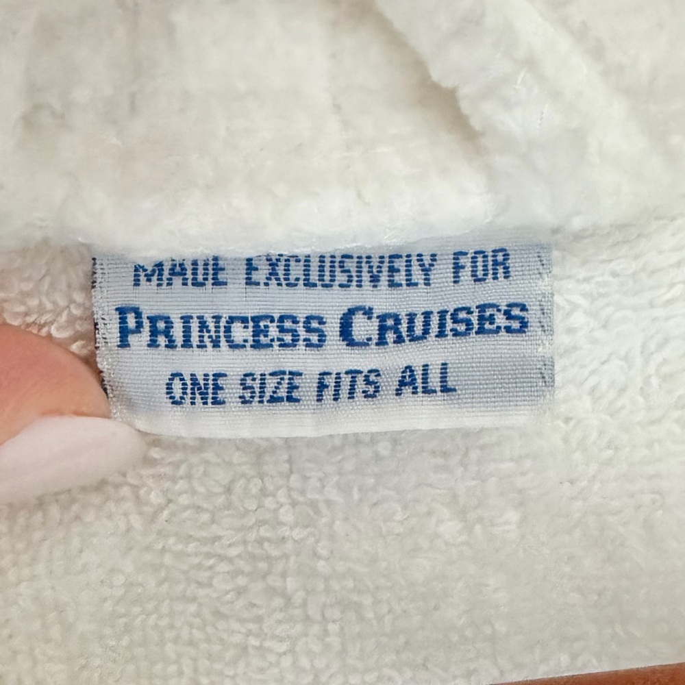 Princess Cruises Long Robe Tie Belt Cotton One Size Embroidered White Comfy - Picture 3 of 12